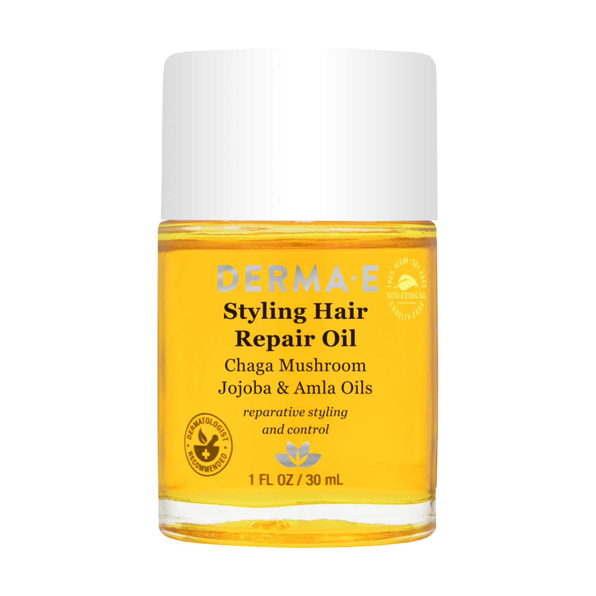 Відновлювальний засіб для волосся Derma E Bonding Hair Repair Oil з оліями чаги, жожоба й амли, 30 мл